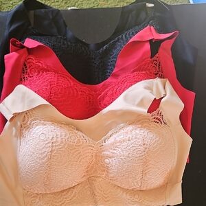 Elegant Lace Bralette Set - Black, Red, Cream